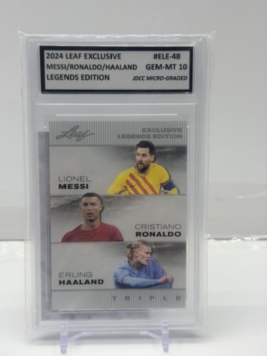 JDCC GRADED GEM MINT 10 MESSI/RONALDO/HAALAND LEGENDS EDITION #ELE-48 image 3