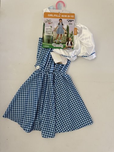 3PC GIRLS RUBIES WIDARD OF OZ DOROTHY COSTUME - MEDIUM (8-10) - BLUE AND WHITE image 2
