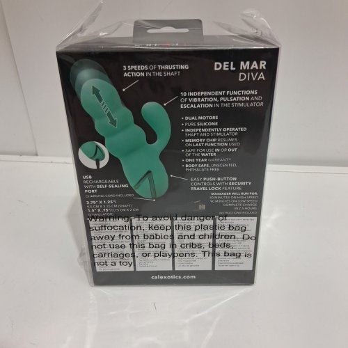 calexotics California Dreaming Del Mar Diva Thrusting Rabbit Vibrator - 10 modes - 5.5" - teal image 3
