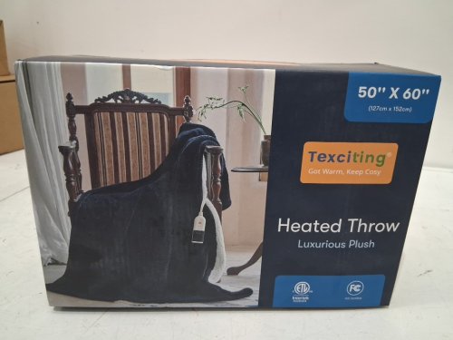 TEXCITING ELECTRIC HEATED WAFFLE THROW BLANKET WITH 6 HEAT SETTINGS AND AUTO-OFF - 50" X 60" - BLACK image 2