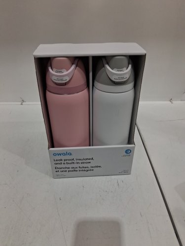 Owala FreeSip Insulated Stainless Steel Water Bottle - 32Oz - pink/white (model: 1855988) image 2
