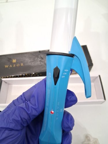 Wazor Ceramic Mini travel size Curling Wand for Short Hair & Touch Ups - white/blue (model: wazor-106) image 2