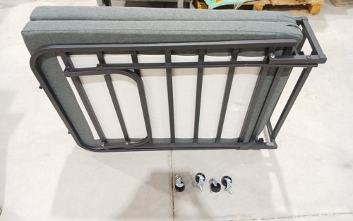 Folding Bed with Mattress on wheels - Single - Black/Grey image 3
