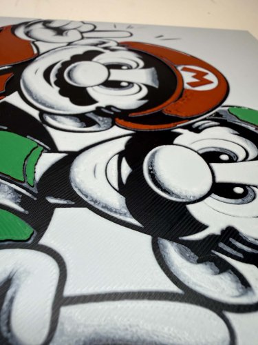 8"x8" 3D Printed - Mario & Luigi - Mario Bros. - Nintendo- Textured Photo image 3