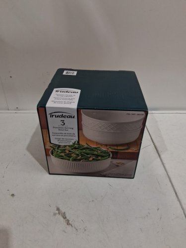 3PC TRUDEAU PORCELAIN SERVING BOWLS - 9.4" - WHITE (MODEL: 1901720) image 2