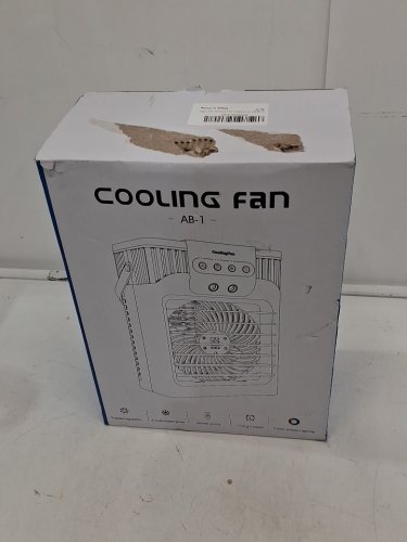 TIOKVIOP 4-IN-1 PERSONAL PORTABLE EVAPORATIVE AIR COOLING FAN WITH REMOTE, 3 WIND SPEED, 3 COOL MIST, 2-8 HOUR TIMER, AND LED LIGHT - BLACK (MODEL: AB-1) image 2