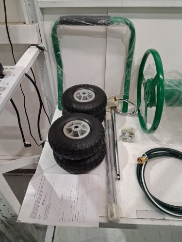 Garden Hose Reel Cart with Wheels - 300FT MAX HOSE - GREEN (MODEL: XJ-50-GREEN) image 3