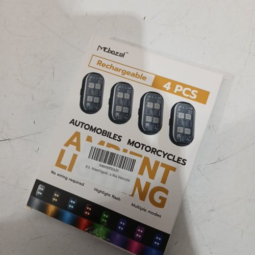 4PK MCBAZEL Wireless rechargeable LED Strobe light lamp beads with remote control - 8 colours - black (model: MT-060069) image 2