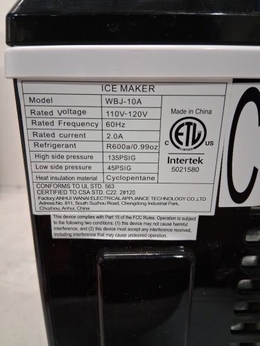 COUNTERTOP ICE MAKER WITH HANDLE AND SCOOP - 26LB - BLACK (MODEL: WBJ-10A) image 5