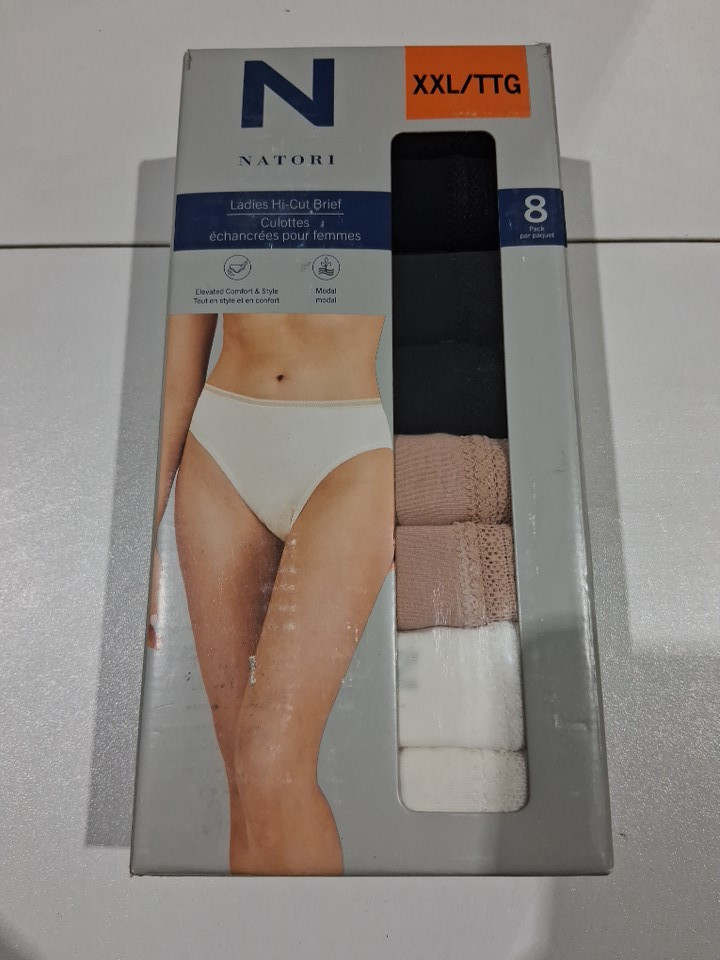 8pk Women's Natori Hi-Cut Brief - XXL - Black/Taupe/White (Style: 1809904) image 2