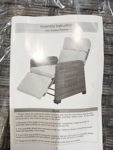 Outdoor Patio Wicker Recliner Chair with Adjustable Backrest, Footrest, and Flip-Up Table - 300lbs cap - grey image 8