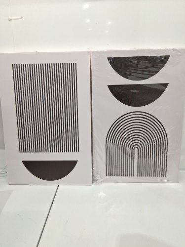 2pk Ecyanlv Black and White Geometric Abstract line Wall Art - 16" x 24" - black/white (model: IP) image 3