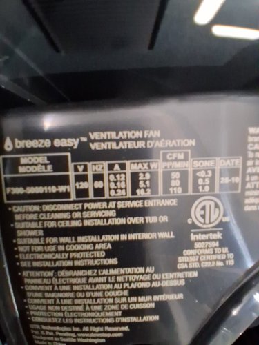 breeze easy easy install bathroom fan - 50/80/110 CFM - white (model:5192227) image 4