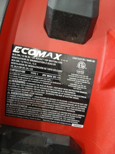 Ecomax PORTABLE tilt cordless MISTING FAN - 12" - 1400CFM - BLACK/RED (MODEL: EMF501214) image 11