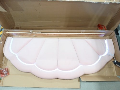 giantex velvet upholstered led platform bed frame - Queen - pink (model: hu10863pi-Q) image 5