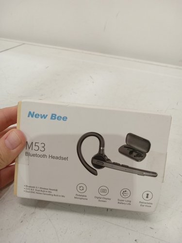 NEW BEE BLUETOOTH HEADSET - 72H TALK TIME WIRELESS BLUETOOTH EARPIECE FOR CELLPHONE WITH 500MAH CHARGING CASE - HANDS FREE NOISE CANCELLING MIC EARPHONES FOR CALLS - BLACK (MODEL: M53) image 2