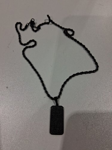 engraved ayatol kursi "آية الكرسي" rectangle double sided pendant twist chain necklace for protection - 21" - 23"/3mm width adjustable chain/ 30mm x 15mm pendant - black image 3