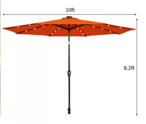 giantex outdoor patio Solar LED lights Patio Umbrella with Crank+tilt - 10ft - orange (model: op70706or) image 2