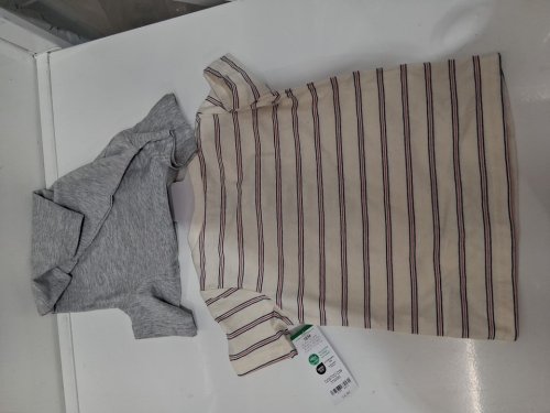 2PC boy's carter's t-shirts - 18 months - grey/crab beige/stripe image 3