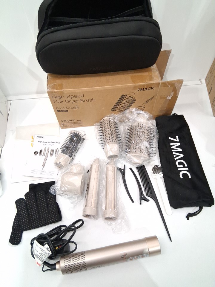7magic high speed hair dryer brush and 6 in 1 styler - 110 volts - 1200 watts - silver - (model: HB-800) image 2