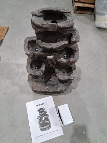 Multilevel Rock Fountain with LED Lights - 29" x 15" x 13" - grey (model: OFL008GR) image 3