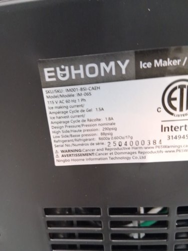 EUHOMY Countertop Ice Maker Machine with Handle, Basket and Scoop - MAKES 26LBS Per Day - stainless steel - (MODEL: IM001-BSI-CAEH / im-06s) image 9
