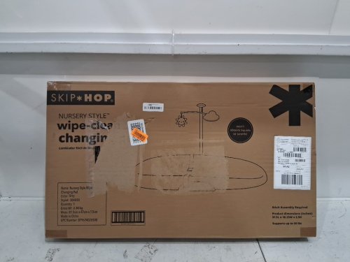 skip hop nursery style baby changing pad, wipeable change pad - 31.5" x 18.25" x 2.5" - grey (model: 304050-kaz01) image 2