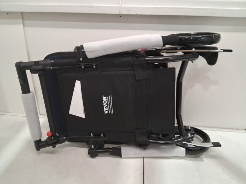 Foldable Aluminum Alloy Lightweight Wheelchair with Flip-Back Arms and Self-locking Brake - 15.4" x 15.8" seat - 34.5" x 19.3" x 35.1" - black/blue (Model: FS800LBJF4) image 4