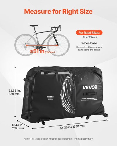 Sport Transport Bike Bicycle Storage Carry Case Bag With Wheelbase - 32.6" x 54.3" x 10.4" - Black (Model: ZL-ZXC-0105) image 2