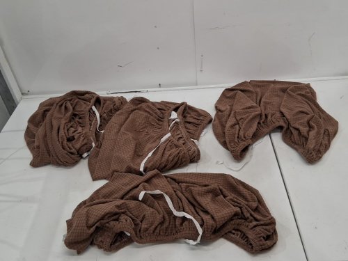 4pk Waterproof Shell Chair Covers - Stretch Dining Chair Slipcover, Jacquard, Removable, Washable - Light Brown image 3
