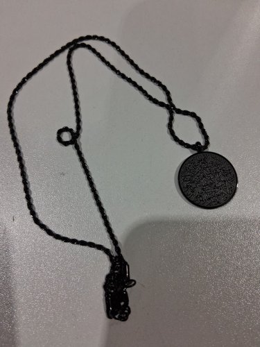 engraved ayatol kursi "آية الكرسي" round pendant twist chain necklace for protection - 20" - 22"/2 mm width adjustable chain/ 1" pendant - black image 4