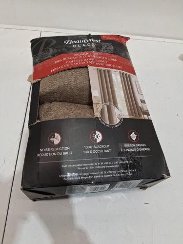 (2 PANEL) Beautyrest GROMMET TOP Blackout Curtain WITH LINER - 52" X 90" - brown (MODEL: 6699105) image 2