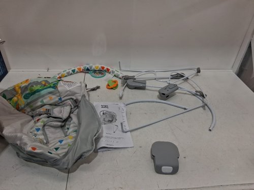 BRIGHT STARTS SAFARI FUN PORTABLE 3-POINT HARNESS VIBRATING BOUNCER WITH TOY BAR - SAFARI/MULTICOLORED (MODEL: 12204) image 3