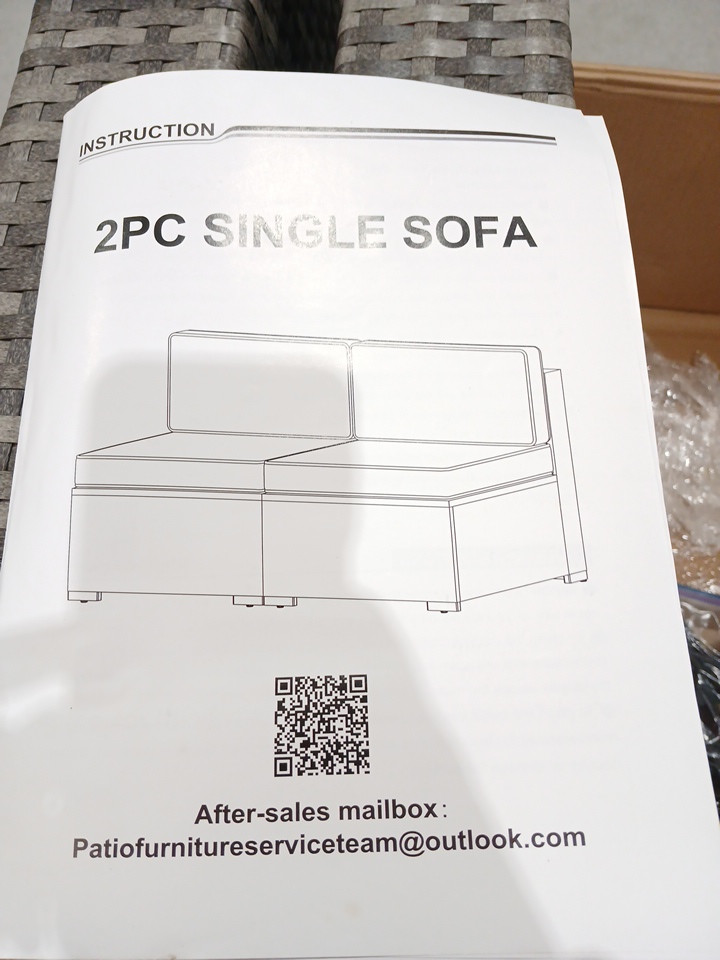 Rattan Patio Loveseat Sofa Couch - 29" x 26" - Red/Grey image 8