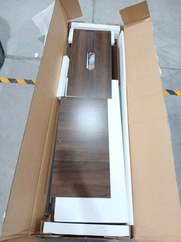 Costway farmhouse TV Stand Entertainment Centre with sliding doors - for TVs up to 65"  - 59" - Brown (model: hw64462CF) image 4