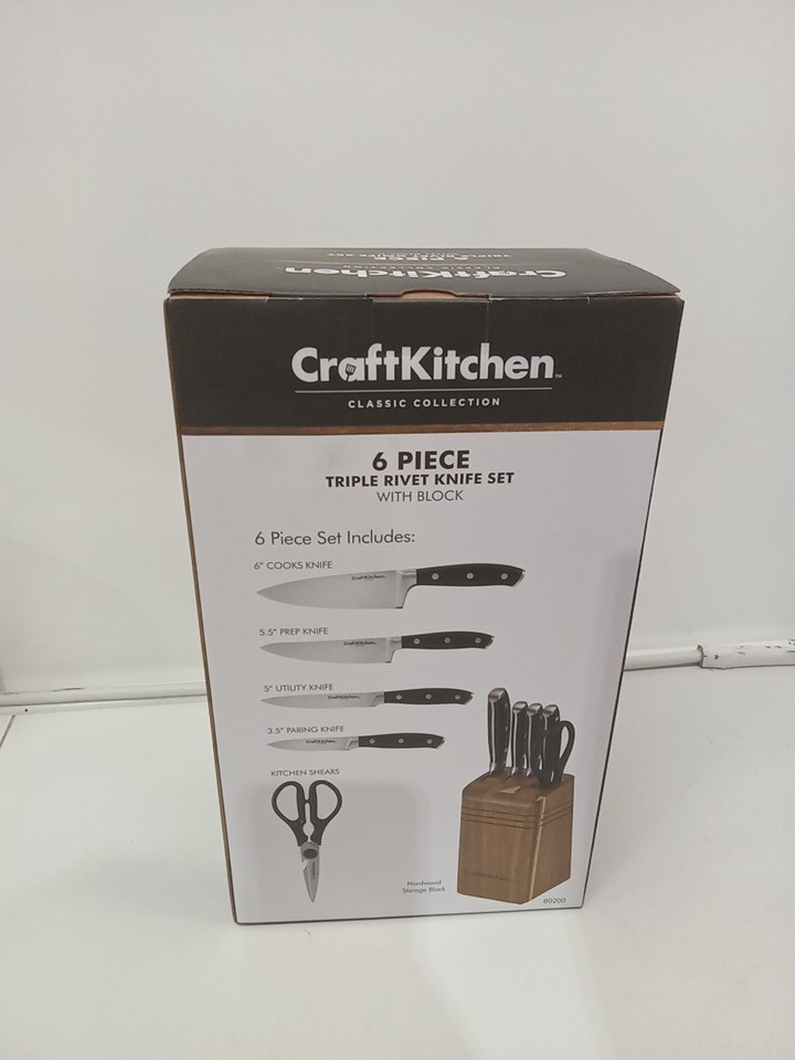 6PC CraftKitchen classic collection Triple rivet knife set with block (model: 80200) image 2