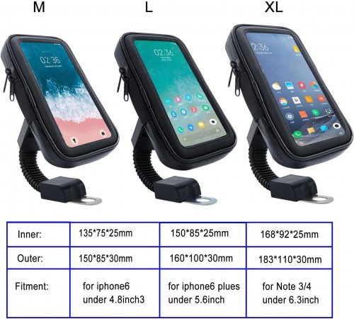 WATERPROOF MOTORCYCLE PHONE MOUNT HOLDER CASE - UNIVERSAL - XL -BLACK image 2