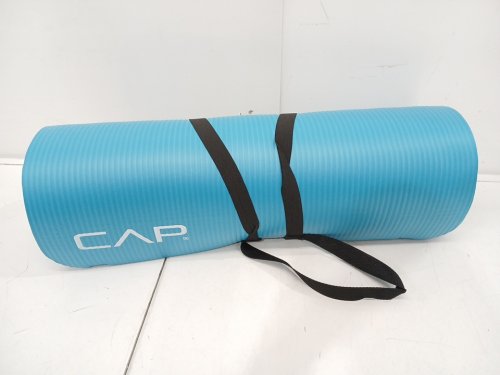 CAP BARBELL HIGH DENSITY EXERCISE YOGA MAT WITH STRAP - 64" - BLUE (Model: MTIS-6523-12TL) image 3