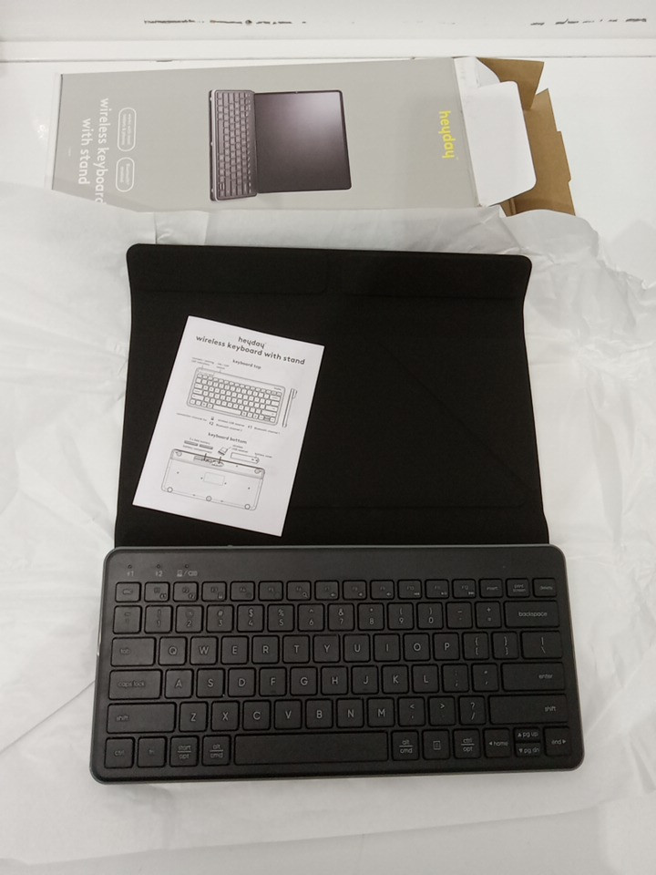 heyday wireless bluetooth keyboard with folding magnetic stand - works with most tablets & phones - Black Gold (Model: 057 00 1777) image 6