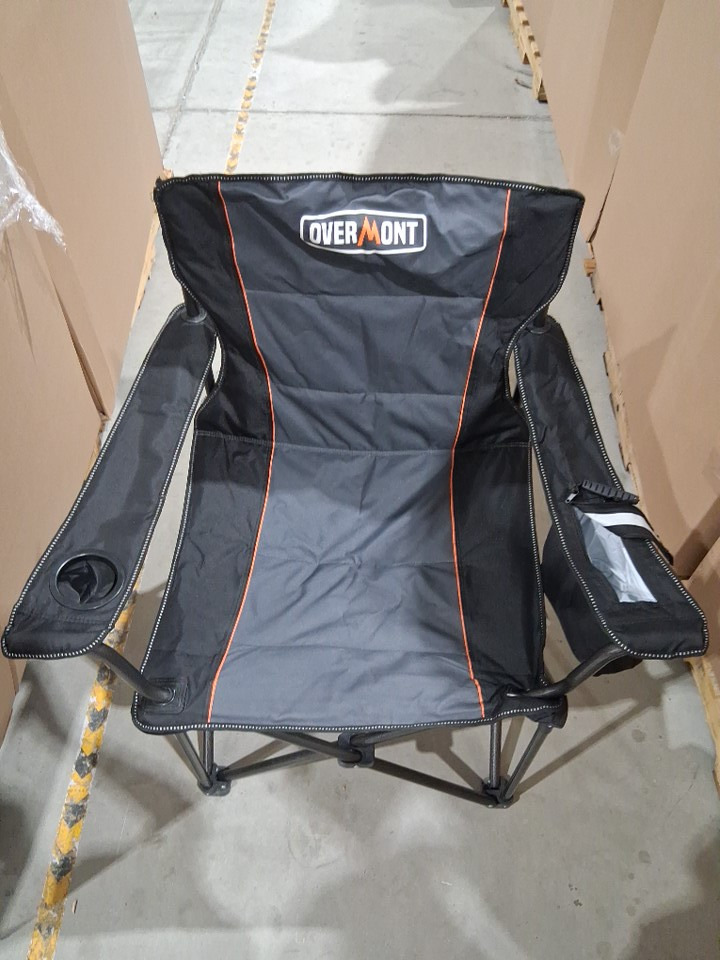 Overmont Heavy Duty Oversized Folding Camping Chair Fully Padded with Cooler Pocket Carry Bag Collapsible Lawn Chair - 39.4'' X 22.8'' -  BLACK image 2