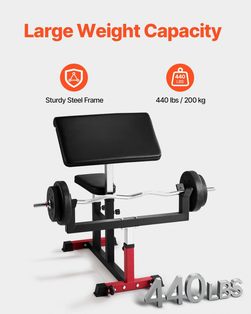 Preacher Curl Training Bench - 440 LBS capacity - red/black (model:  ax1010) image 3