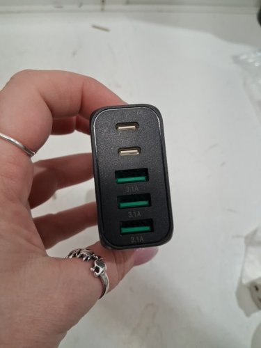 2PK MULTI-PORT FAST CHARGING WALL BLOCK - 50W - BLACK (MODEL: hnt-pd511) image 2