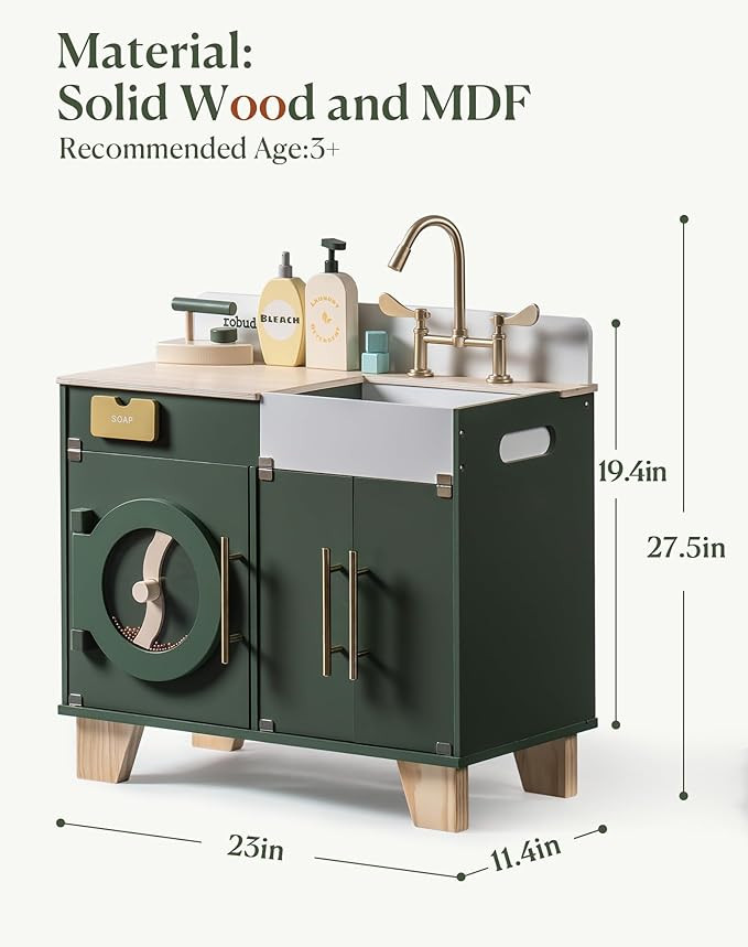 Kid's ROBud Vintage washing machine play set - 3-8 YR - green (model: WCF21) image 2