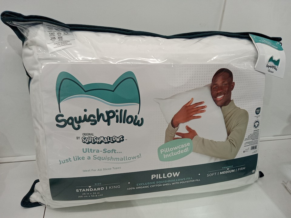 2pc squishpillow medium firmness pillow and case - standard size (26" x 20") - White (Model: SQPL00084) image 2