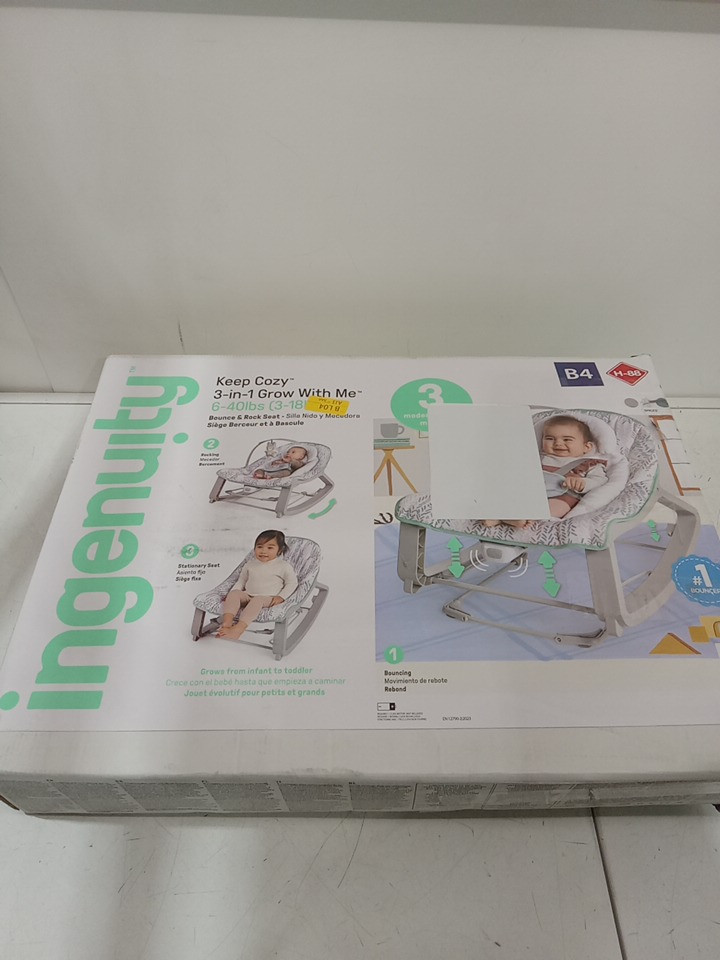 Ingenuity Keep Cozy 3-in-1 Grow with Me Vibrating Baby Bouncer Seat & Rocker - 6-40LBS - weaver/grey/white (MODEL: 8731) image 2