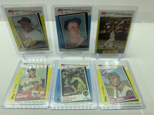 6 ASSTD 1982 K-MART 20TH ANNIVERSARY LEGEND CARDS (WILLIE MAYS, MICKEY MANTLE, HANK AARON, REGGIE JACKSON, SANDY KOUFAX, BOB CLAMENTE image 8