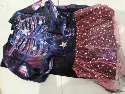 GIRL'S GOODMARK STARRY SKELLY SKELETON COSTUME - LARGE (10-12) - BLACK/ PURPLE/PINK (ITEM: CA31622M) image 2