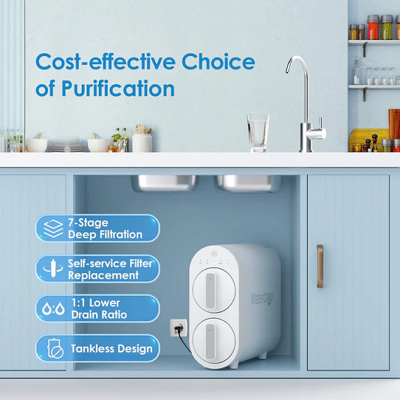 WATERDROP G2 RO REVERSE OSMOSIS WATER FILTRATION SYSTEM TANKLESS REDUCES TDS, 1:1 PURE TO DRAIN - 400GPD - 100PSI - 110V-240V - WHITE - (MODEL:WD-G2-W) image 8