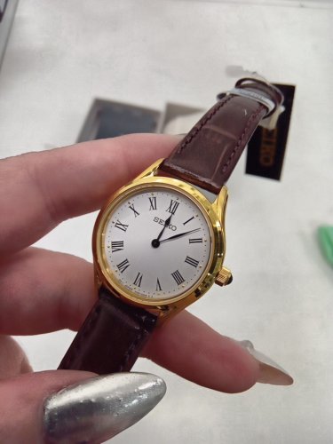 WOMENS seiko classic series sapphire crystal finish watch - 29mm - brown cowhide strap/ white dial (model: 4n30-00k0) image 6