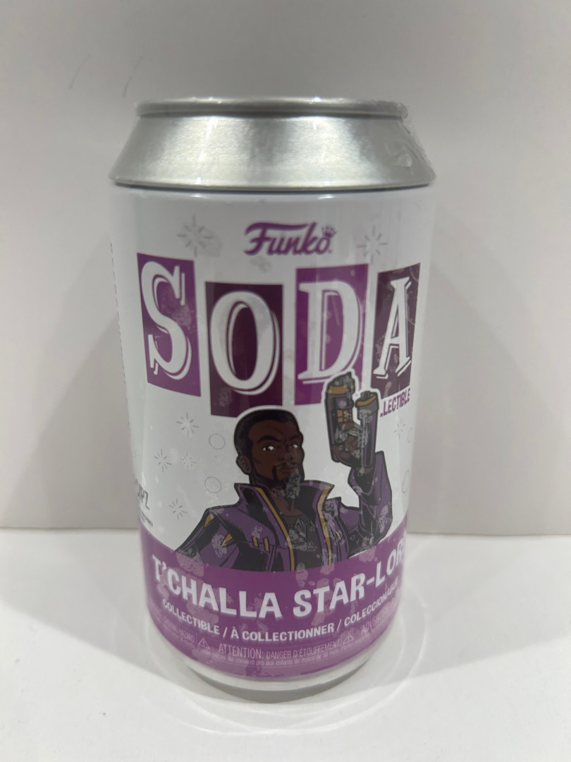Funko soda!  Marvel studios what if …? - t’challa star-lord vinyl figure collectible (1 in 6 chance of chase limited edition) image 3